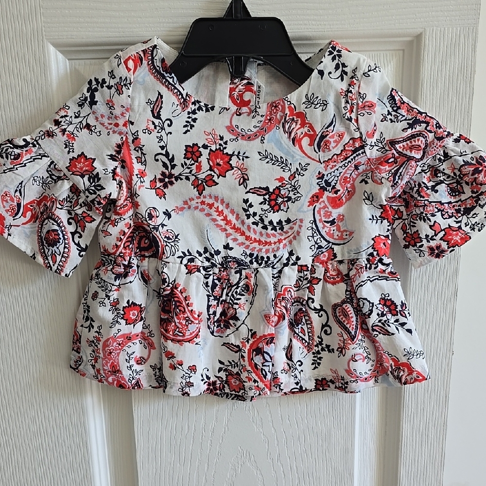 Janie and Jack Floral Blouse - Red and Black